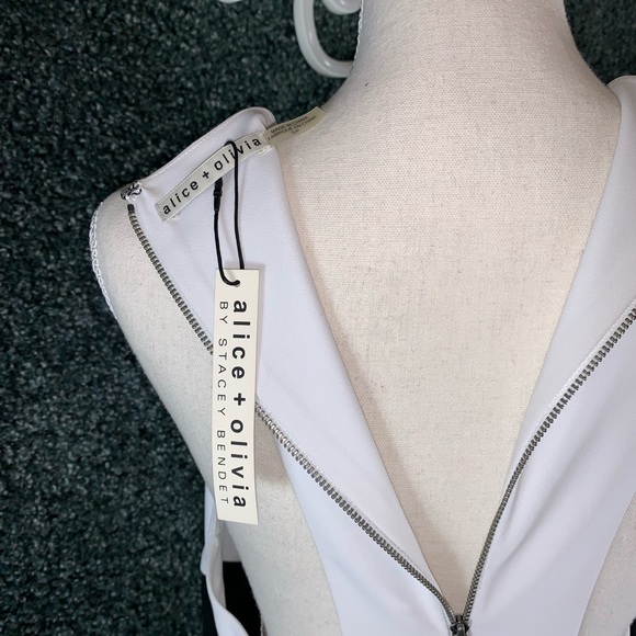 Alice + Olivia Black & White V Neck Mini Dress - Picture 8 of 9